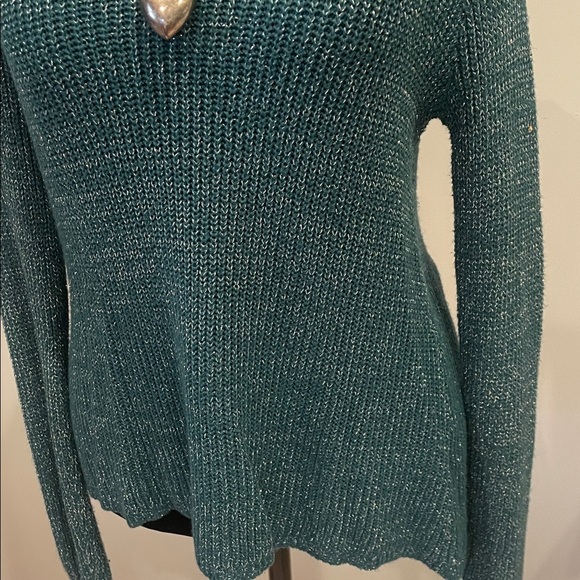 Teal Knit Sweater with cut out back small - Picture 4 of 4